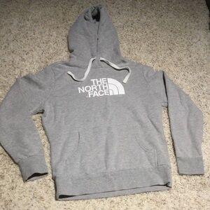 Gray North Face Sweatshirt with Hood.